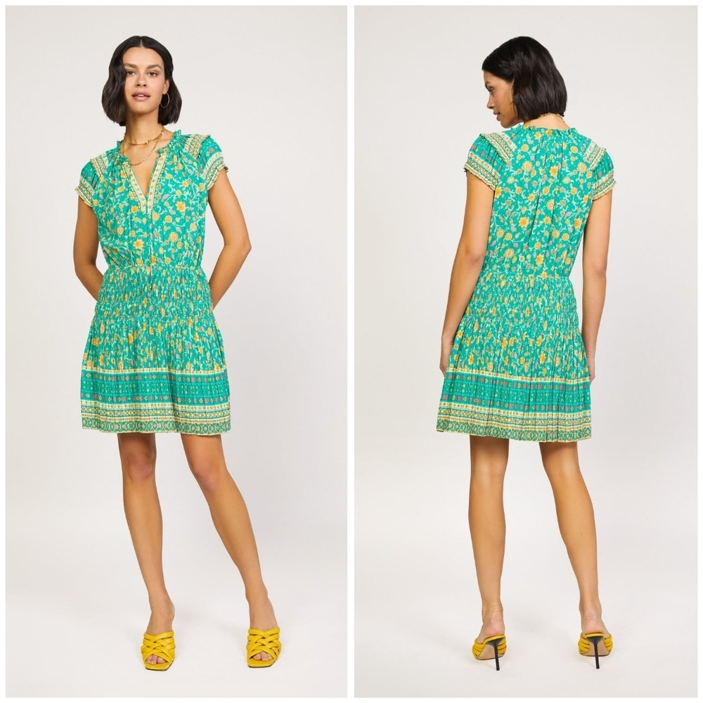 Anthropologie Current Air boho pleated dress M